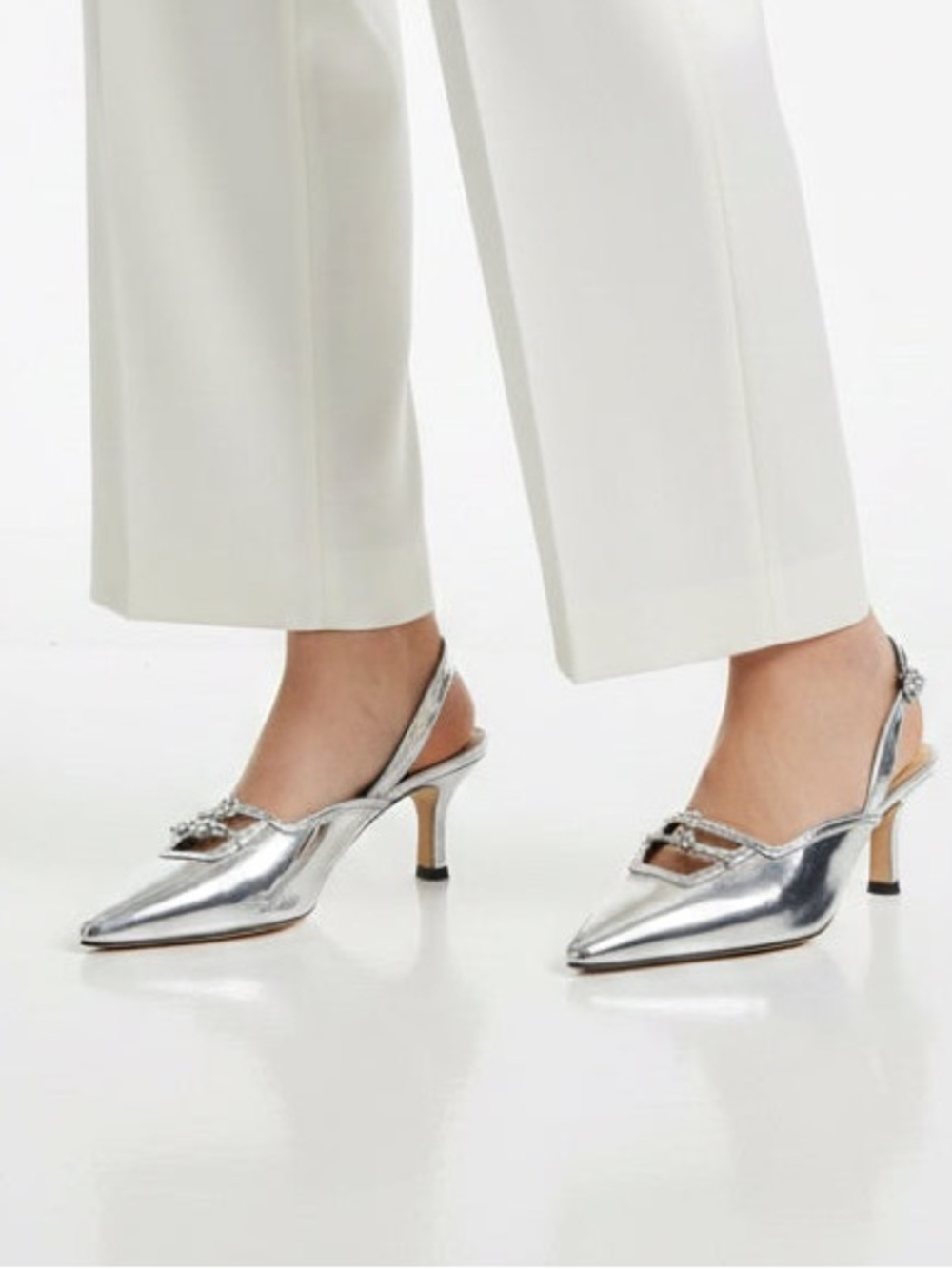 Gianni Bini Silver Slingback Heels